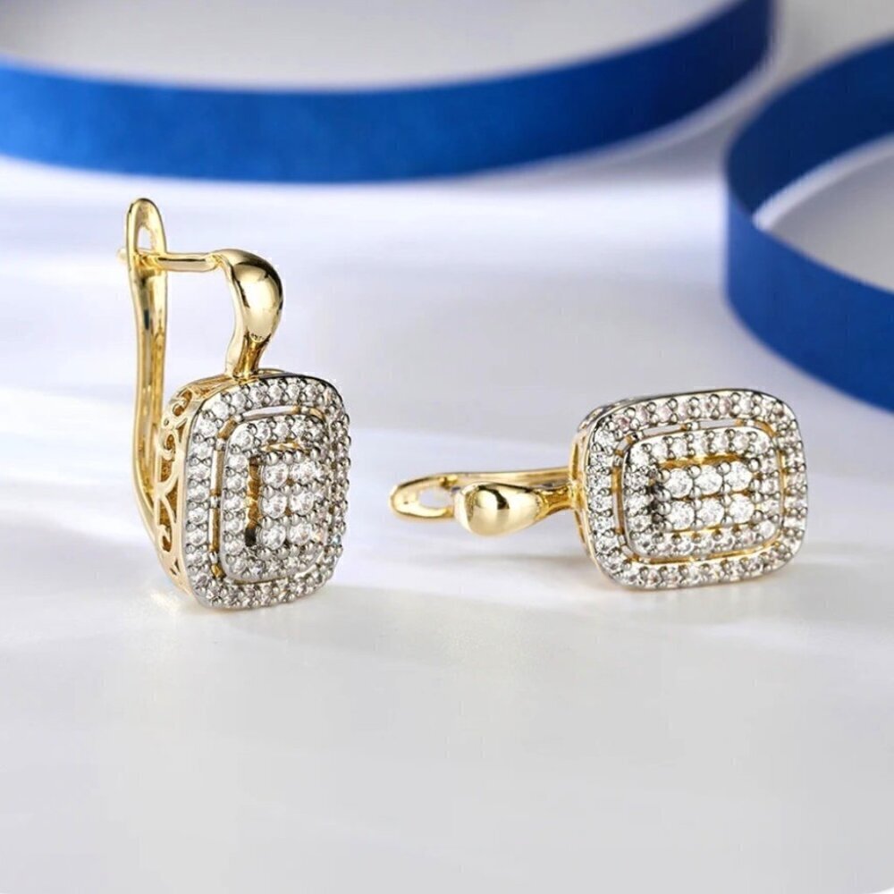 New Vintage Style Huggie Earrings CZ Pave Filigree 18k Plated Regency Victorian - Picture 4 of 8
